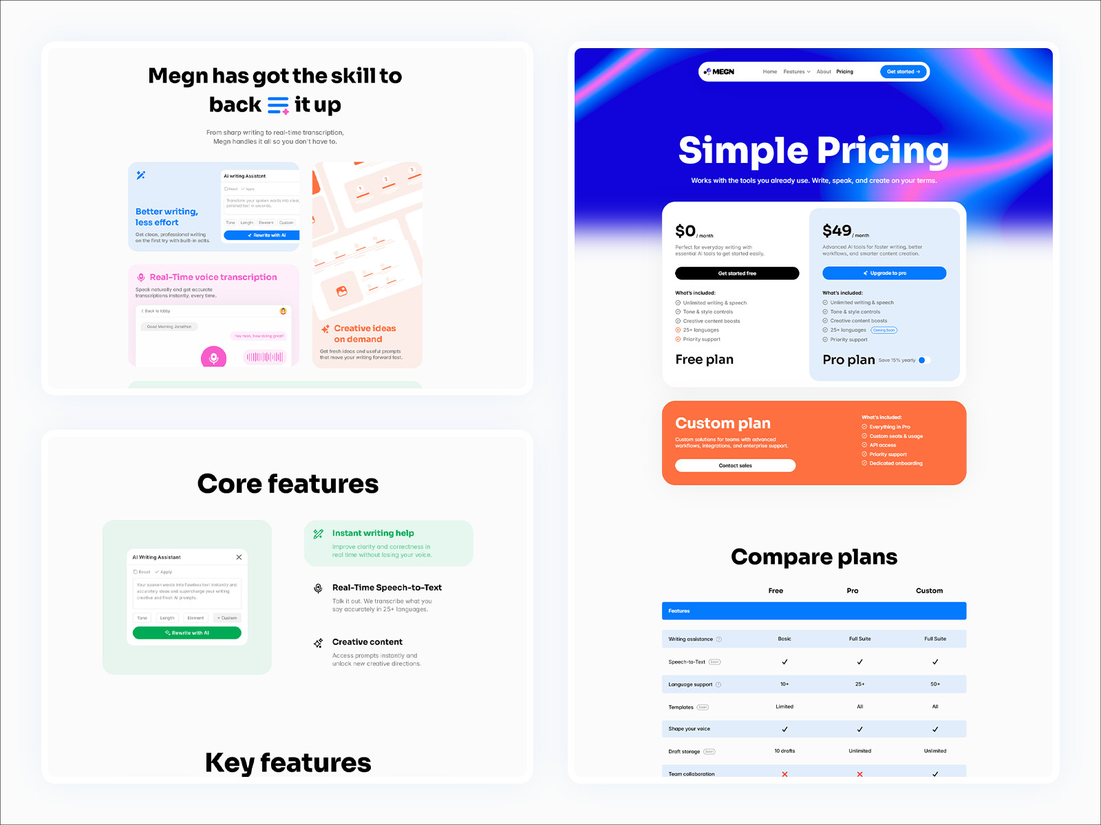 SaaS product landing page design
