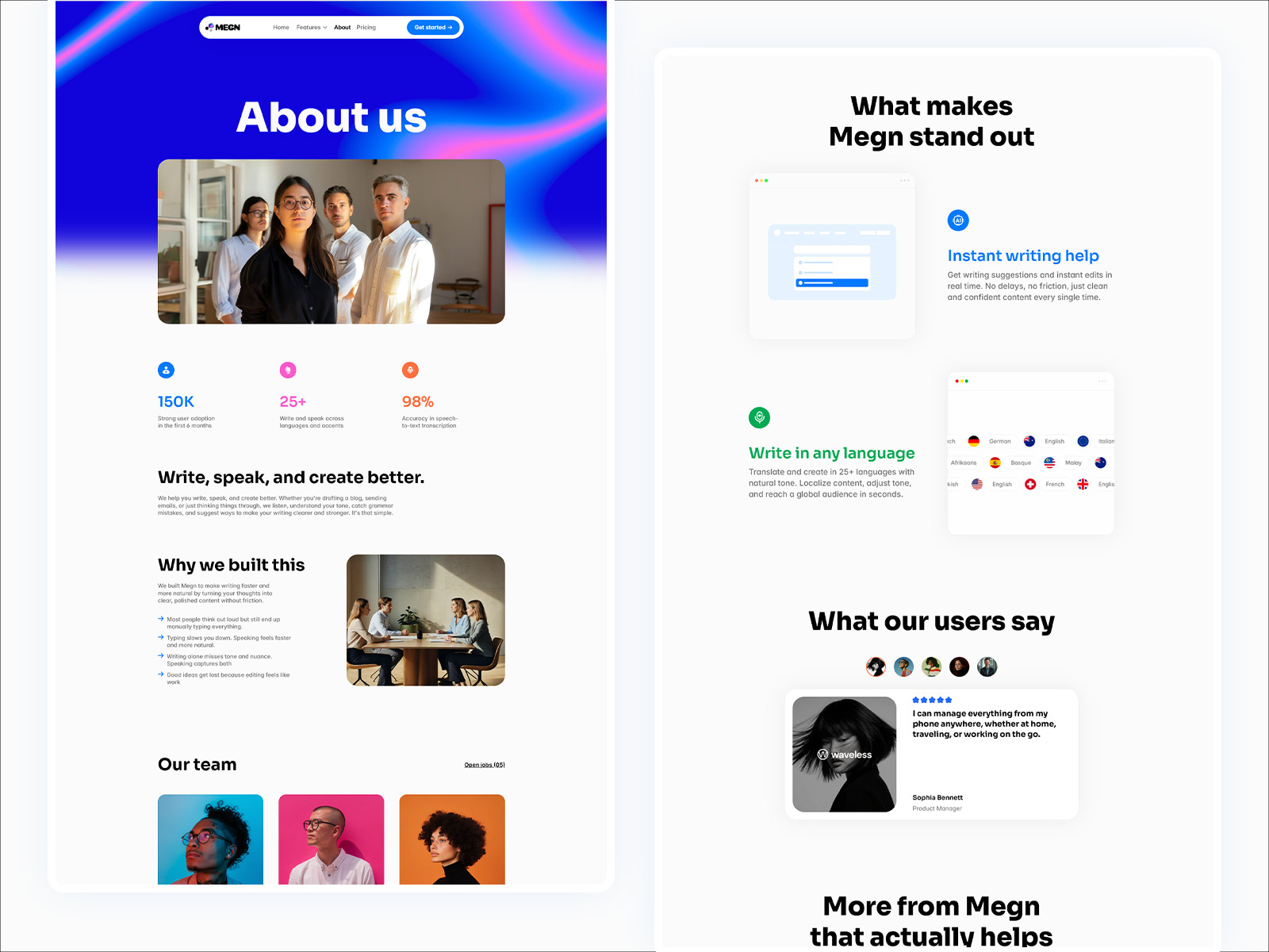 Software product website template