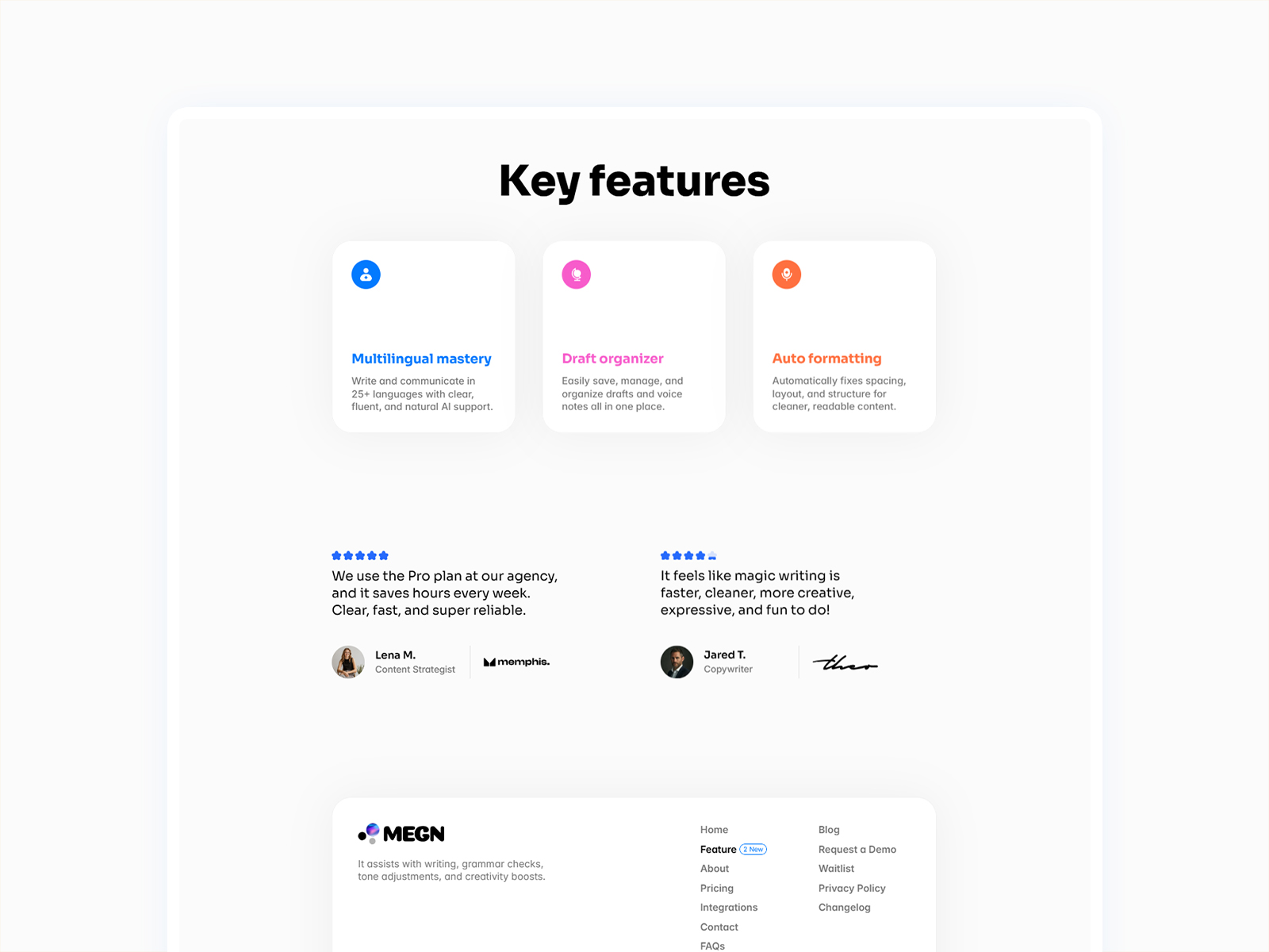 SaaS platform website UI layout