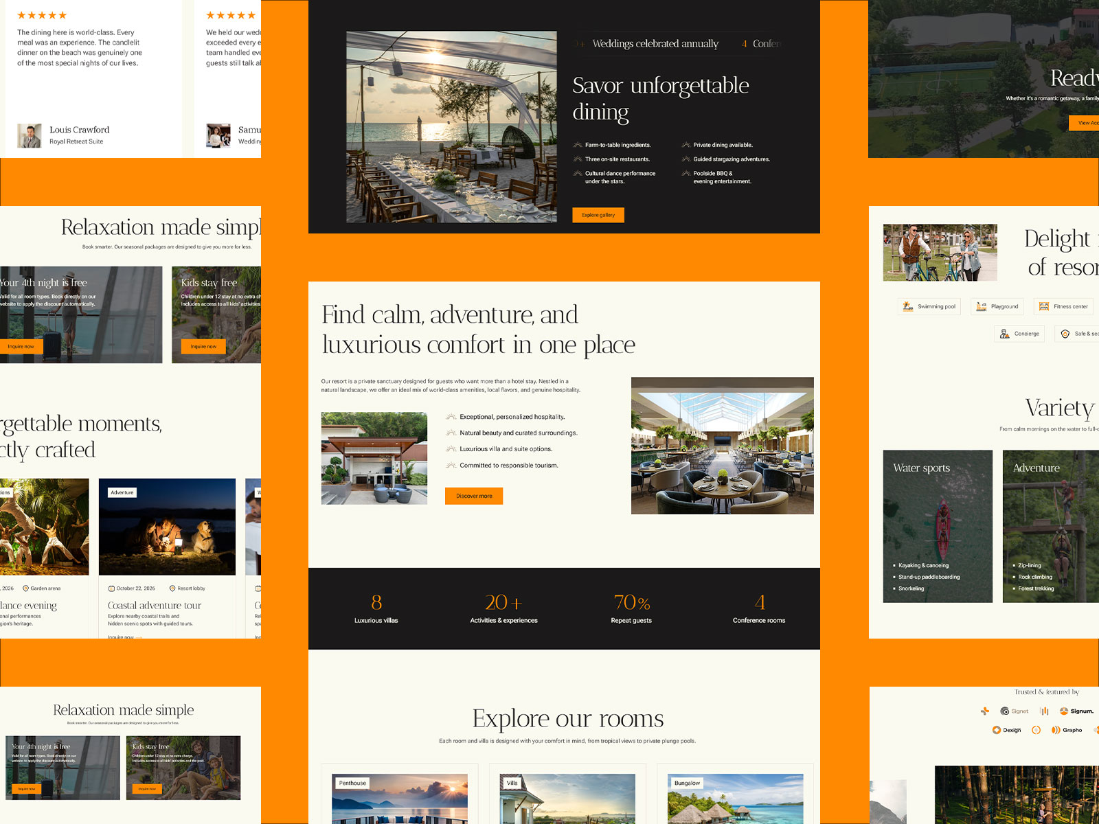 Resort booking website landing page