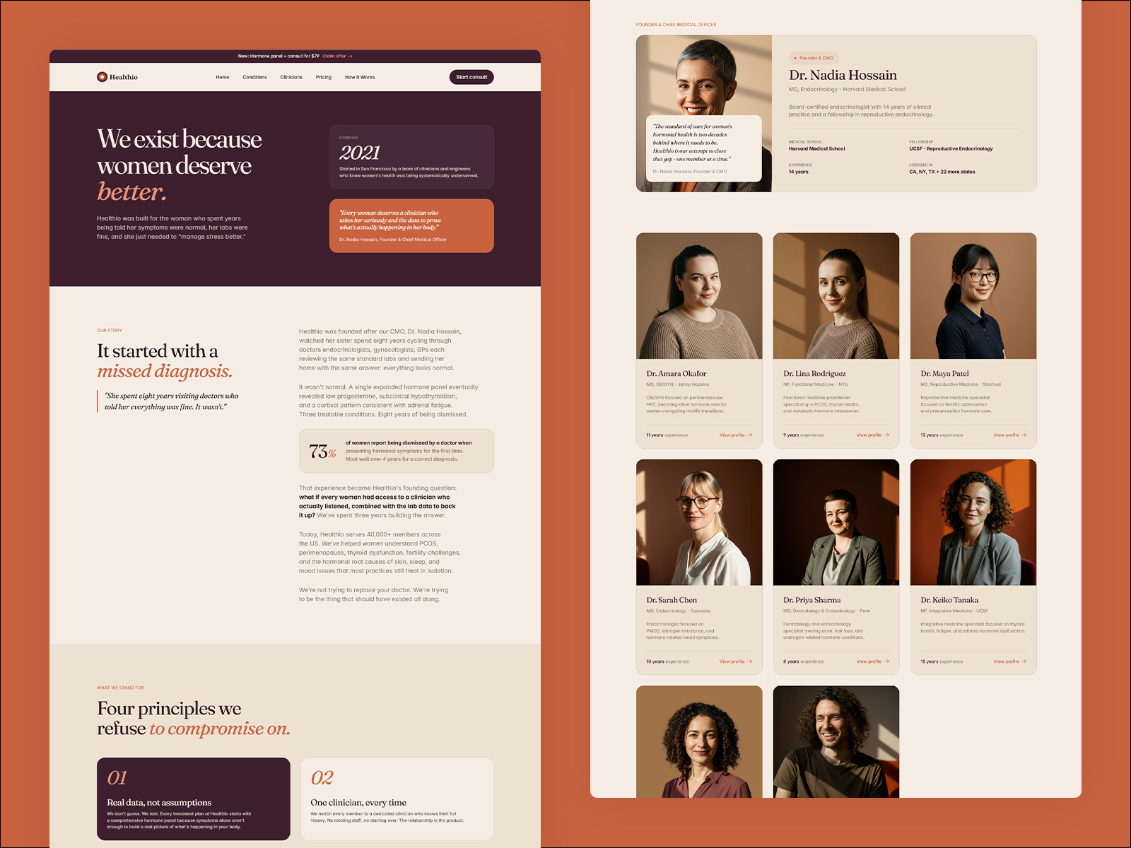 Healthcare app website design template