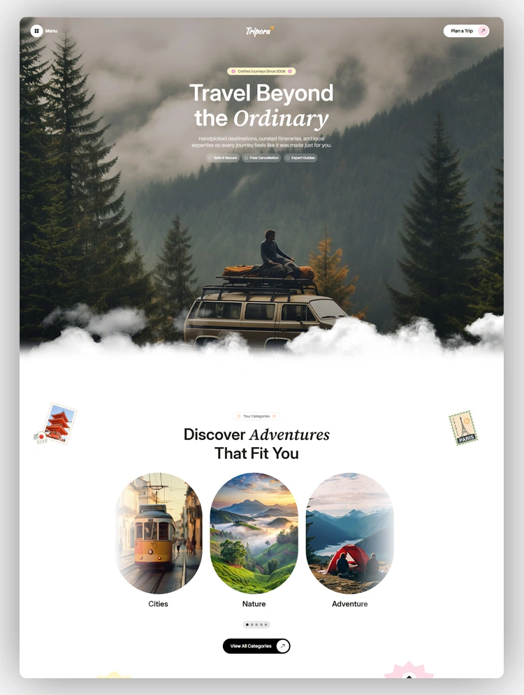 Adventure travel website template