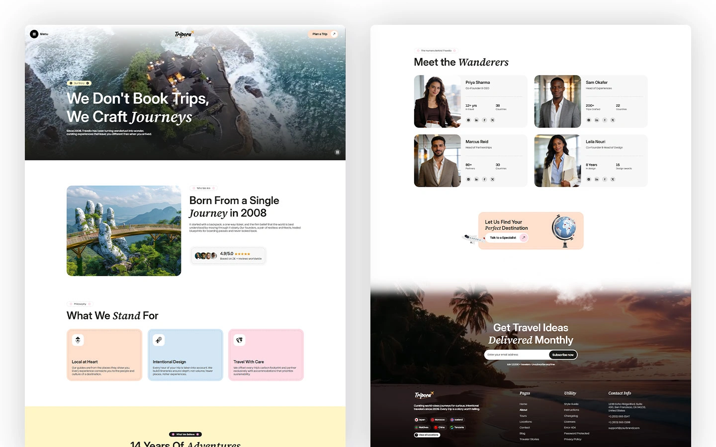 Vacation planning webflow template