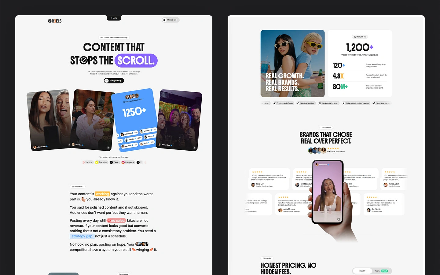 Creator brand growth website template