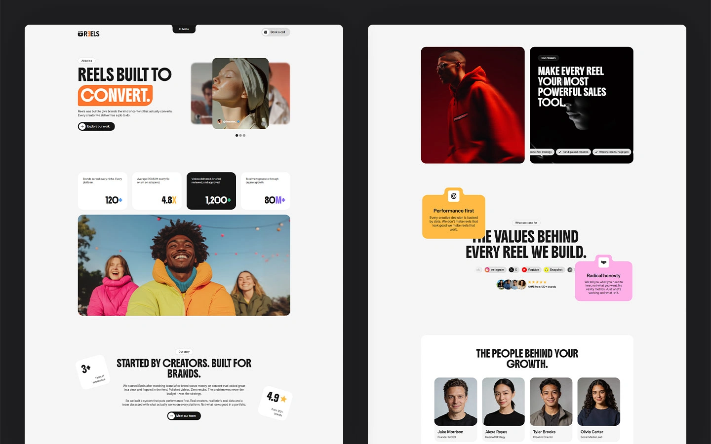 Creator driven marketing template website