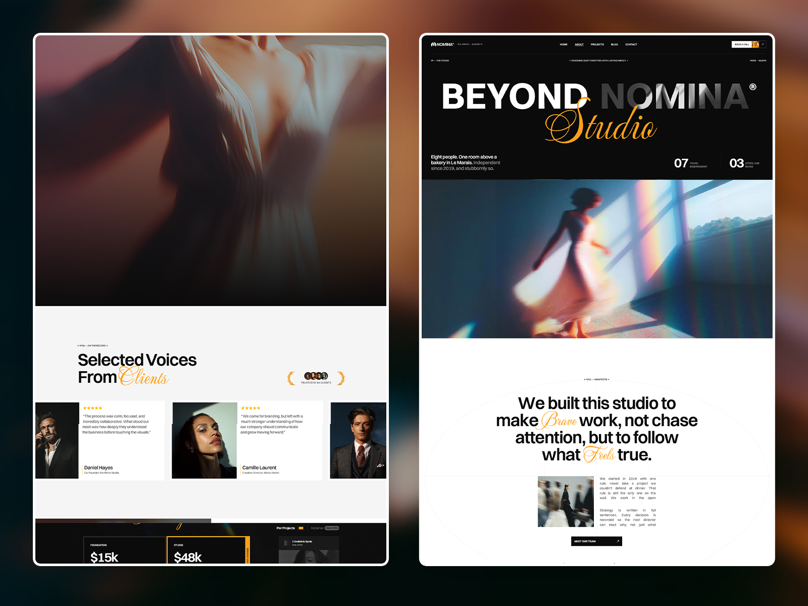 Luxury branding studio homepage