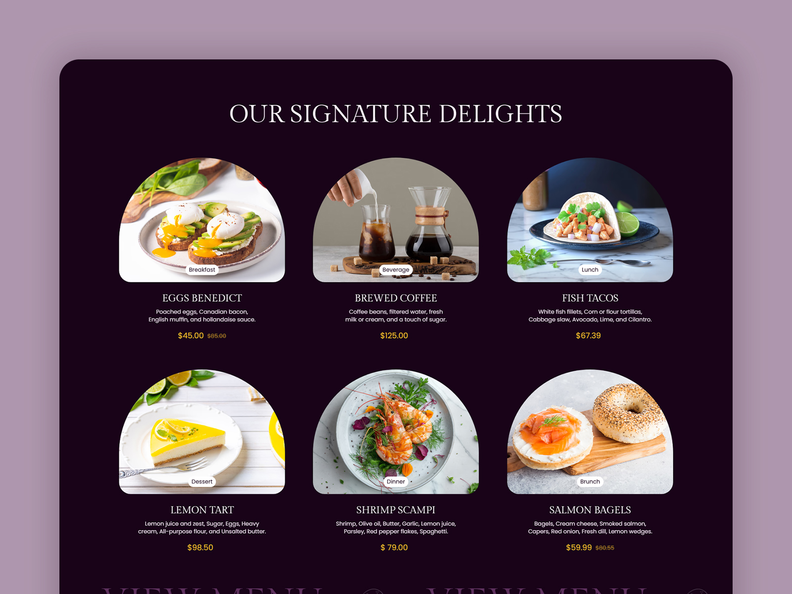 Café and restaurant website design