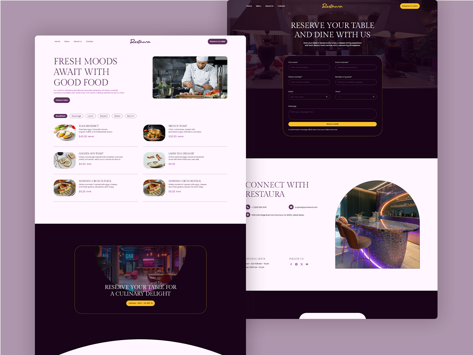 Modern restaurant website template