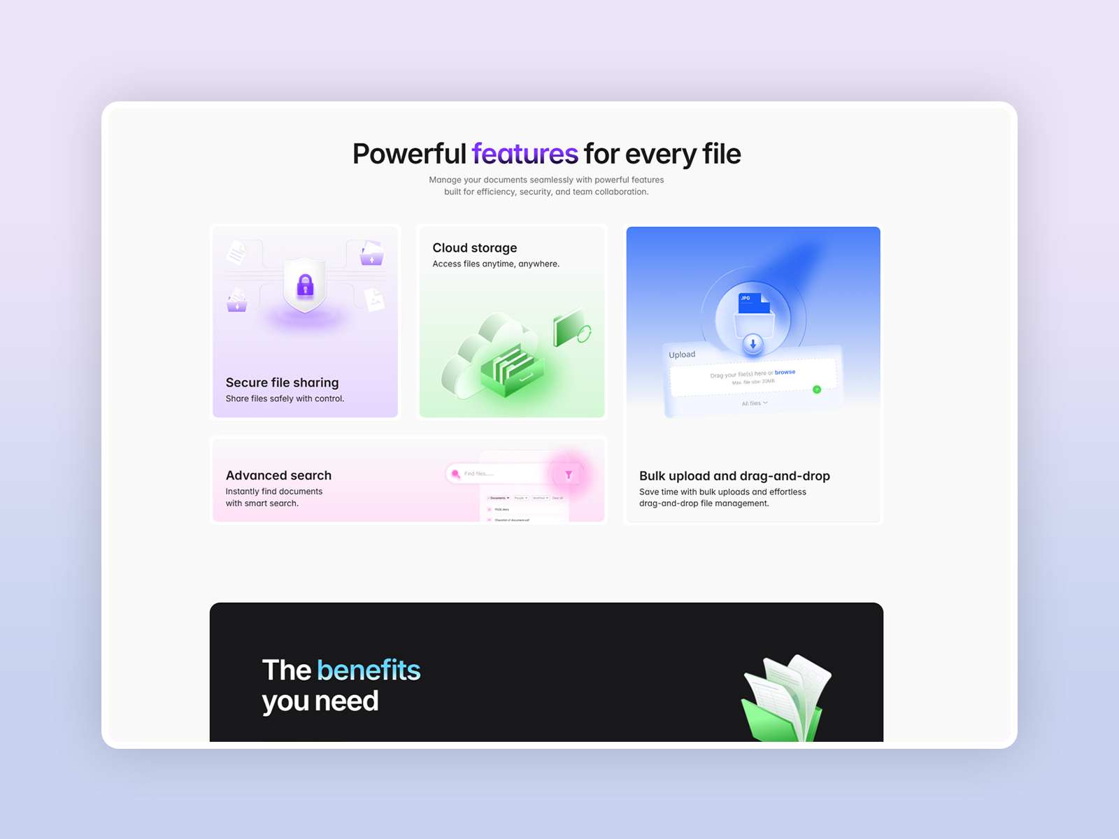Responsive Cloud Storage Website Design