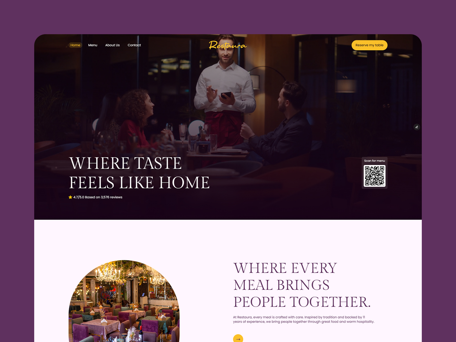Restaurant menu and food showcase