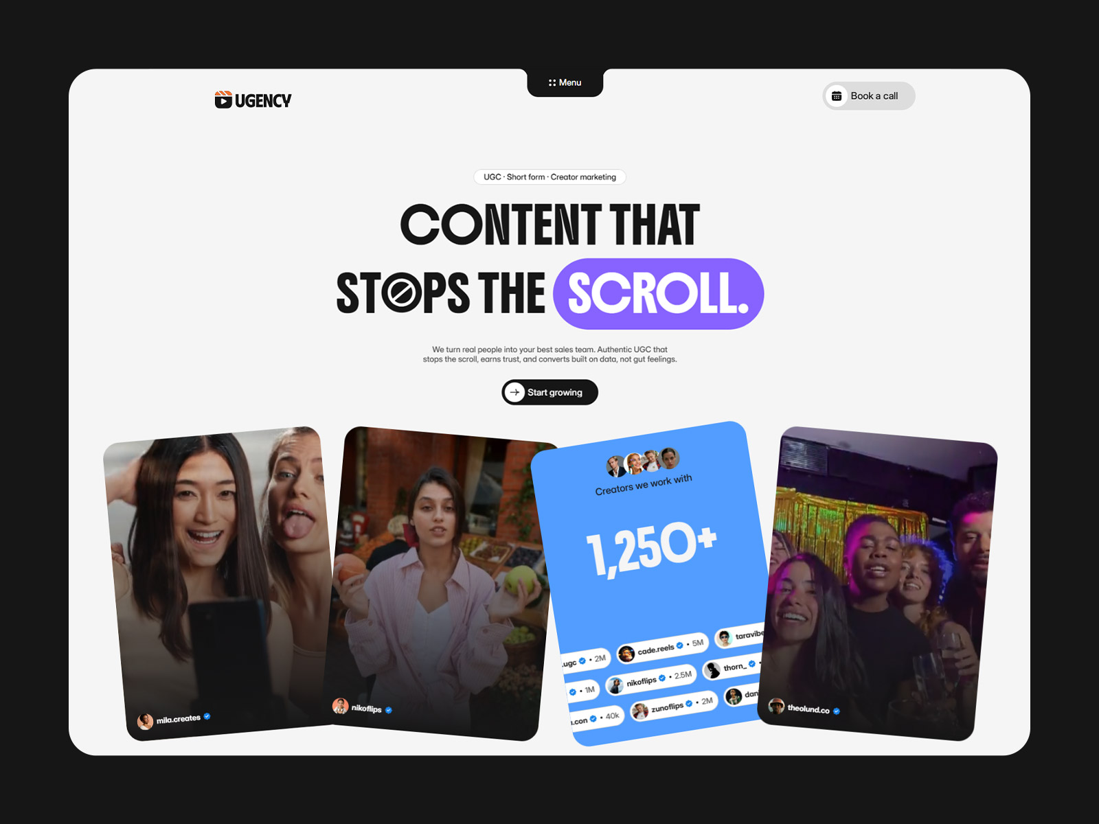 UGC Creator Agency Website Template