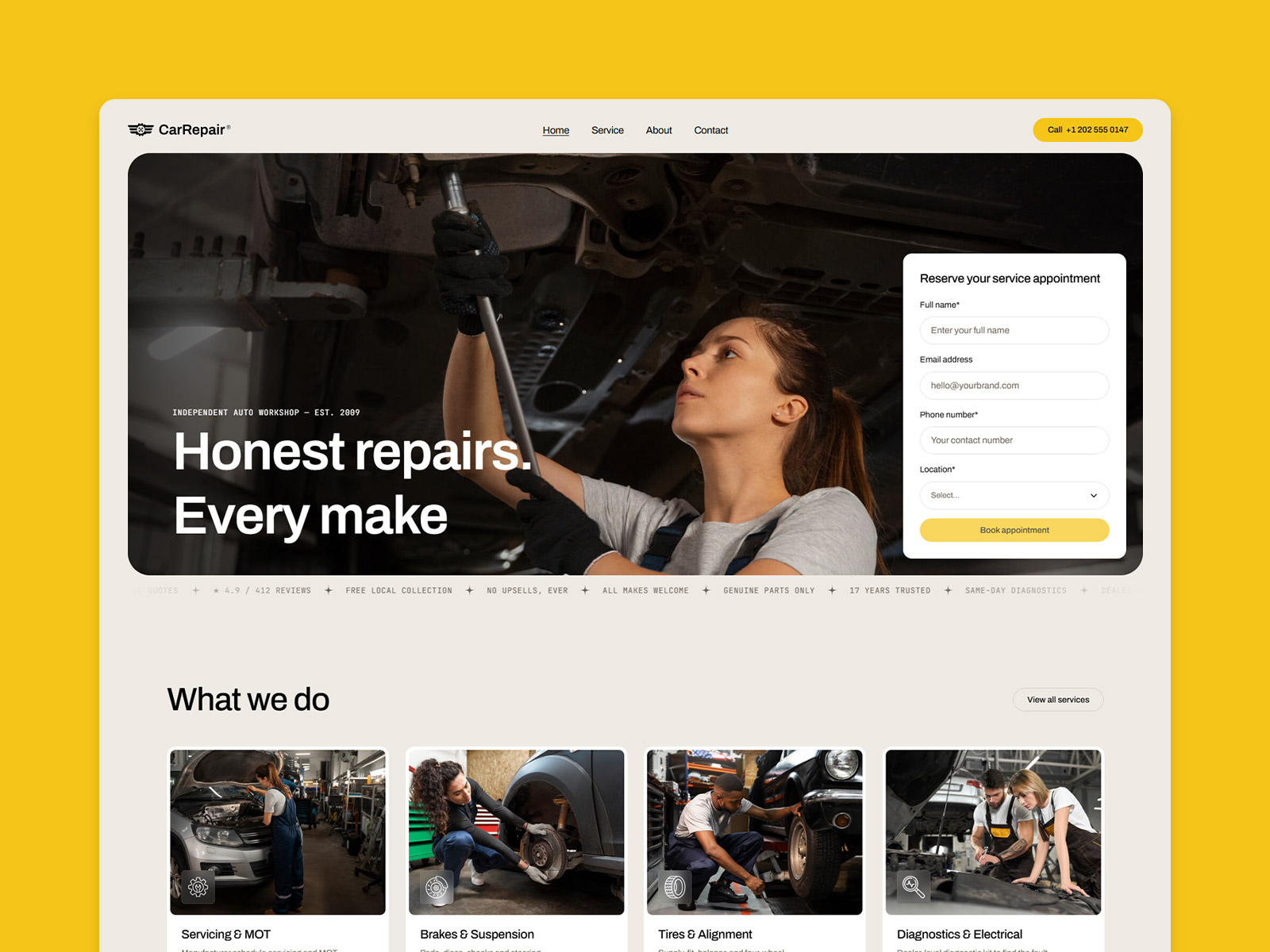 Auto Workshop Website Framer Template