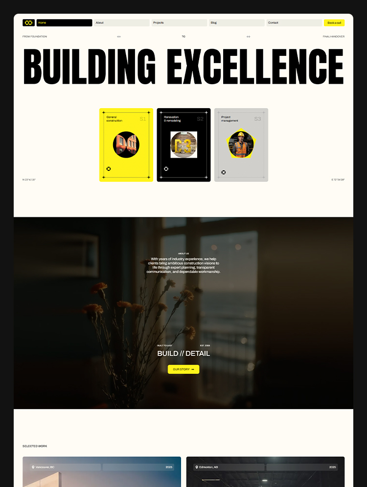 Construction company webflow website
