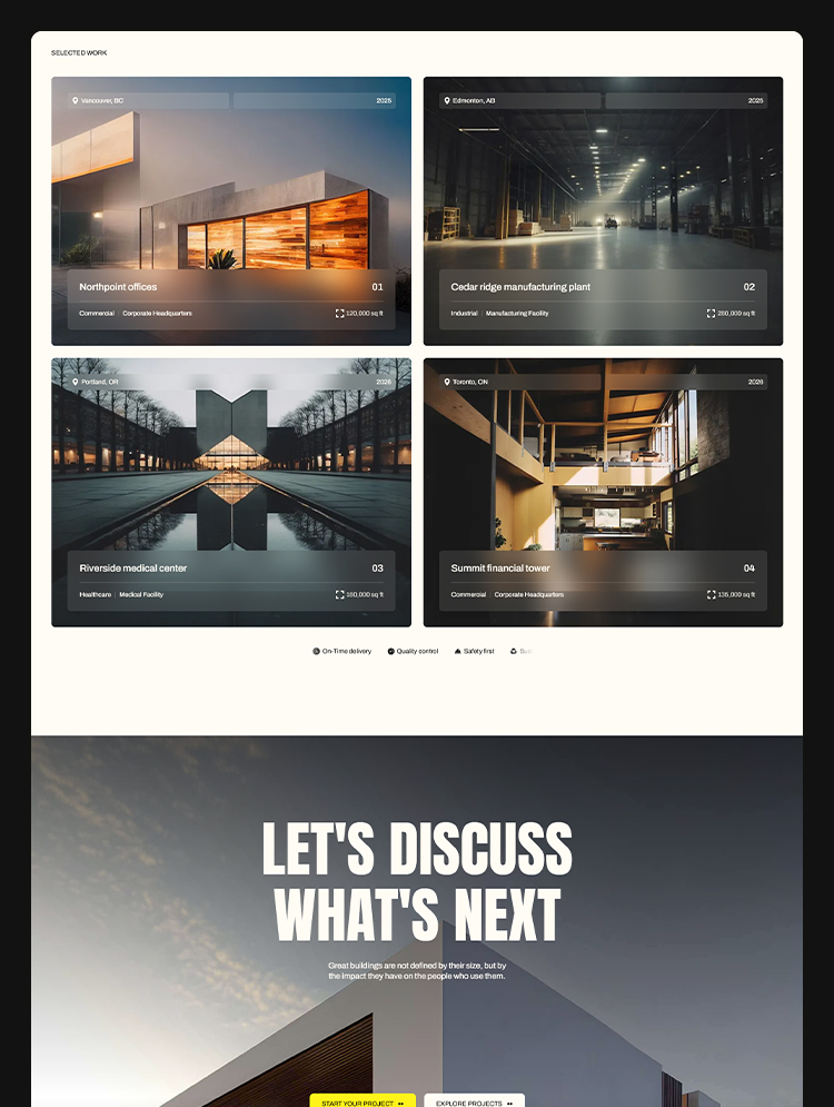 Construction company webflow website