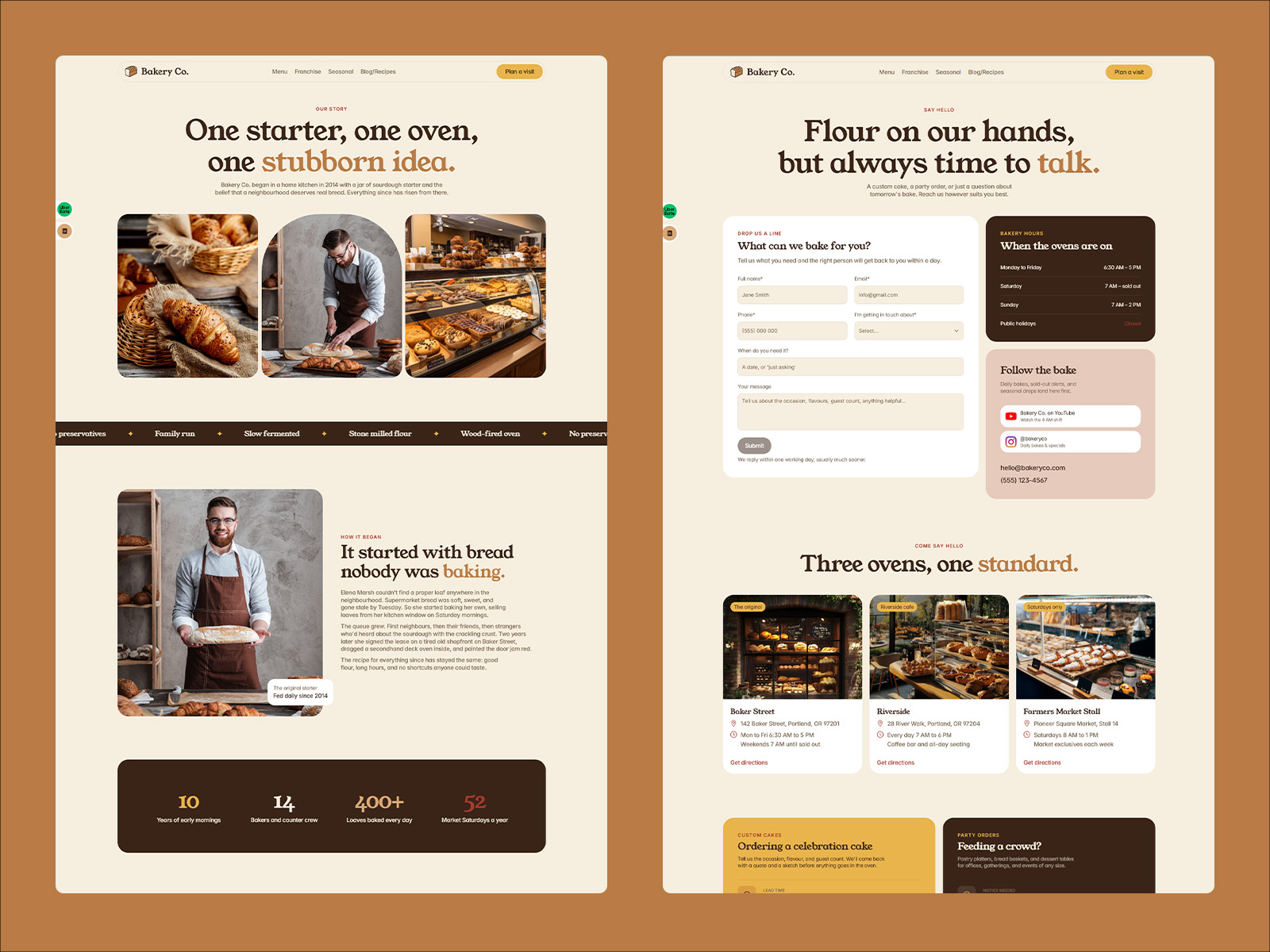 Bakery & Pastry Shop Framer Template | Bakery Co.