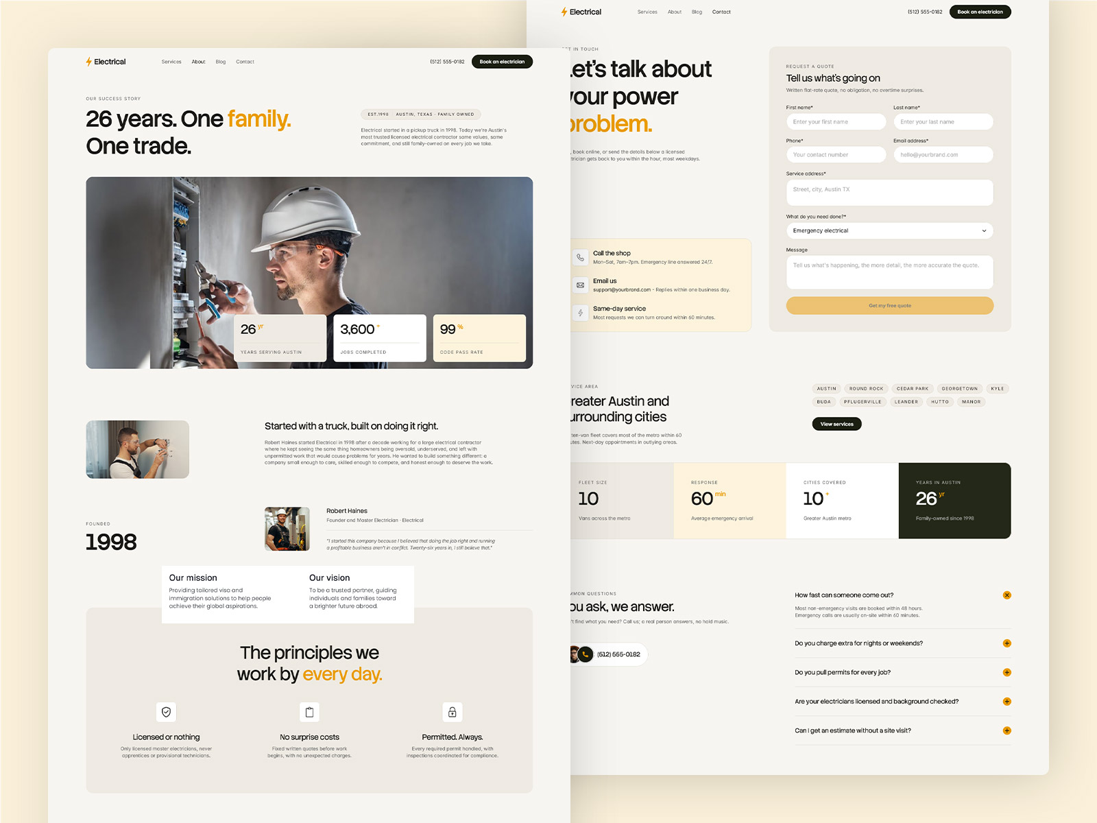 Home & Commercial Electrician Framer Template