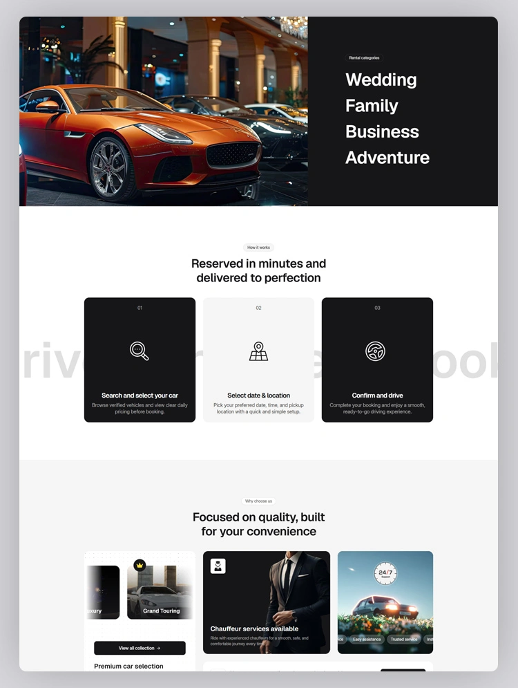 Luxury car rental webflow template