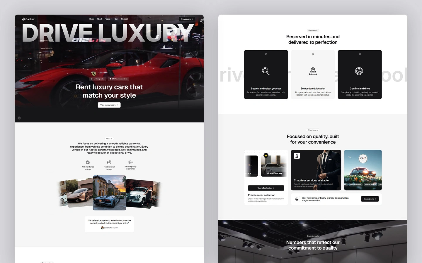 Luxury transportation website