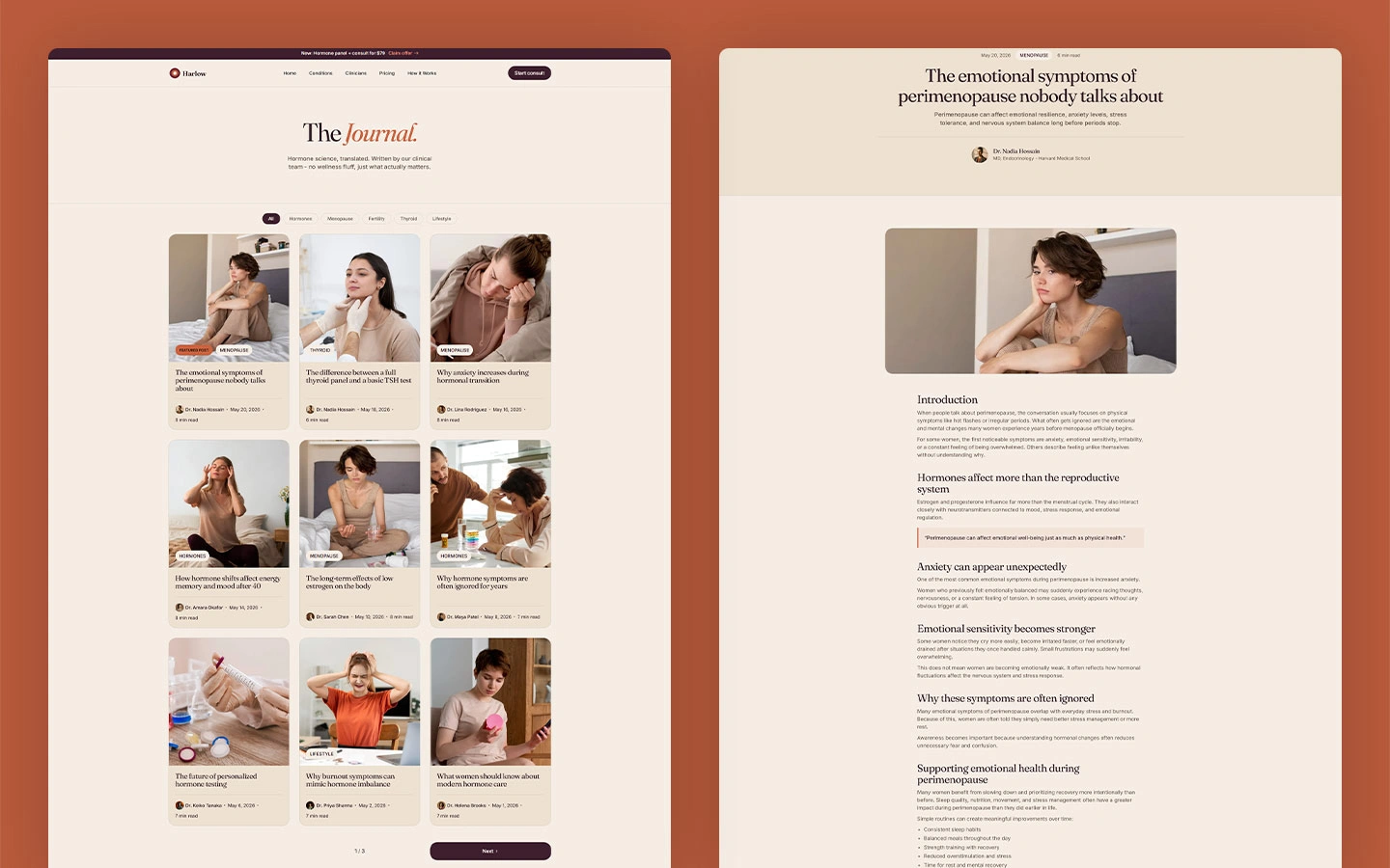 Hormone monitoring website template