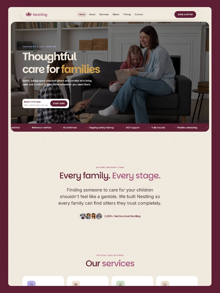 Childcare services webflow template