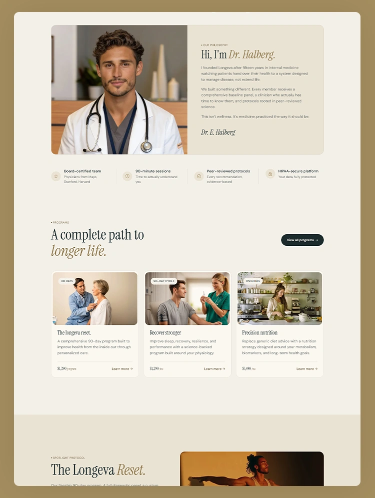 Longevity clinic website template