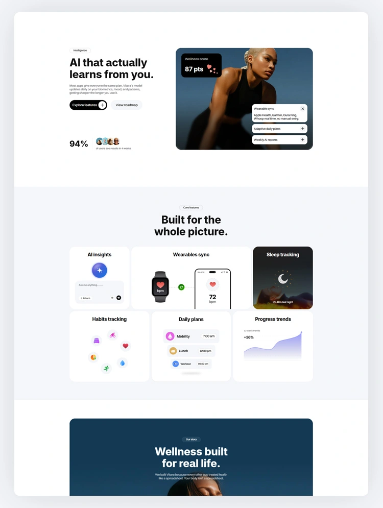 Wellness app website template