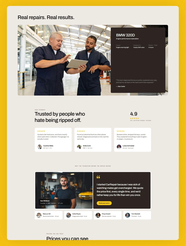 Car maintenance service webflow template