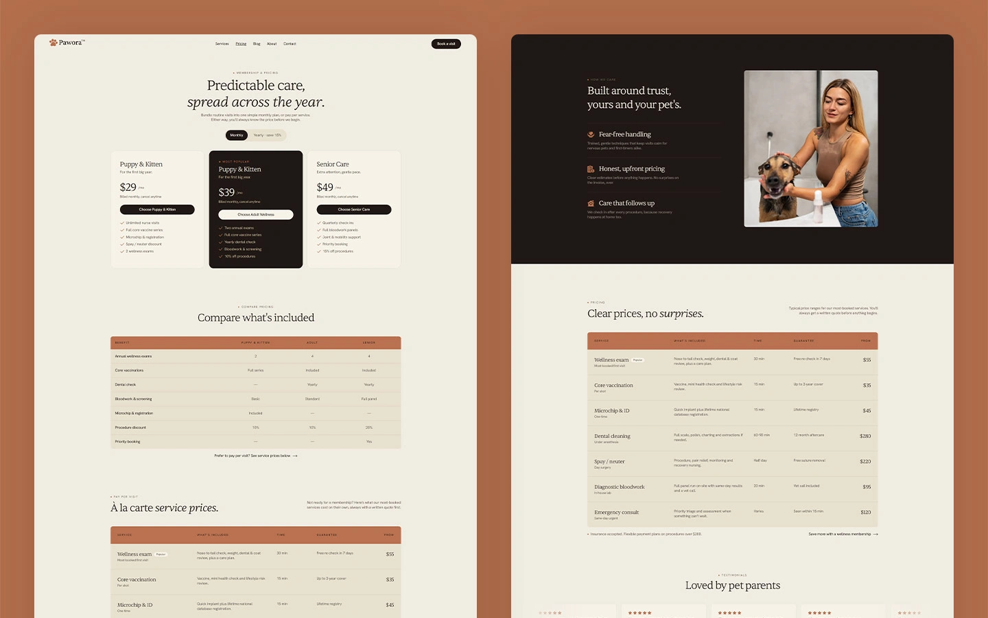 Pet wellness webflow website