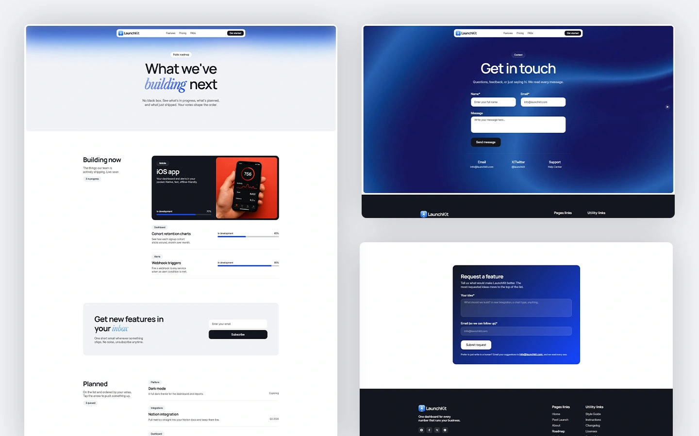 SaaS metrics dashboard website template