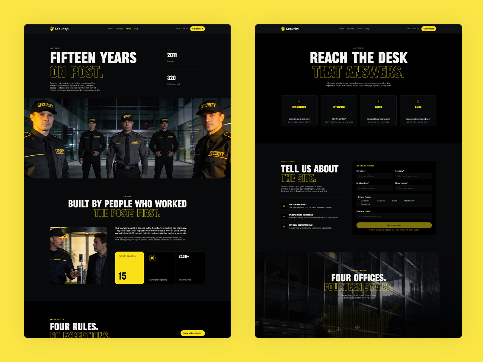 Bold Security Agency Website Template for Framer