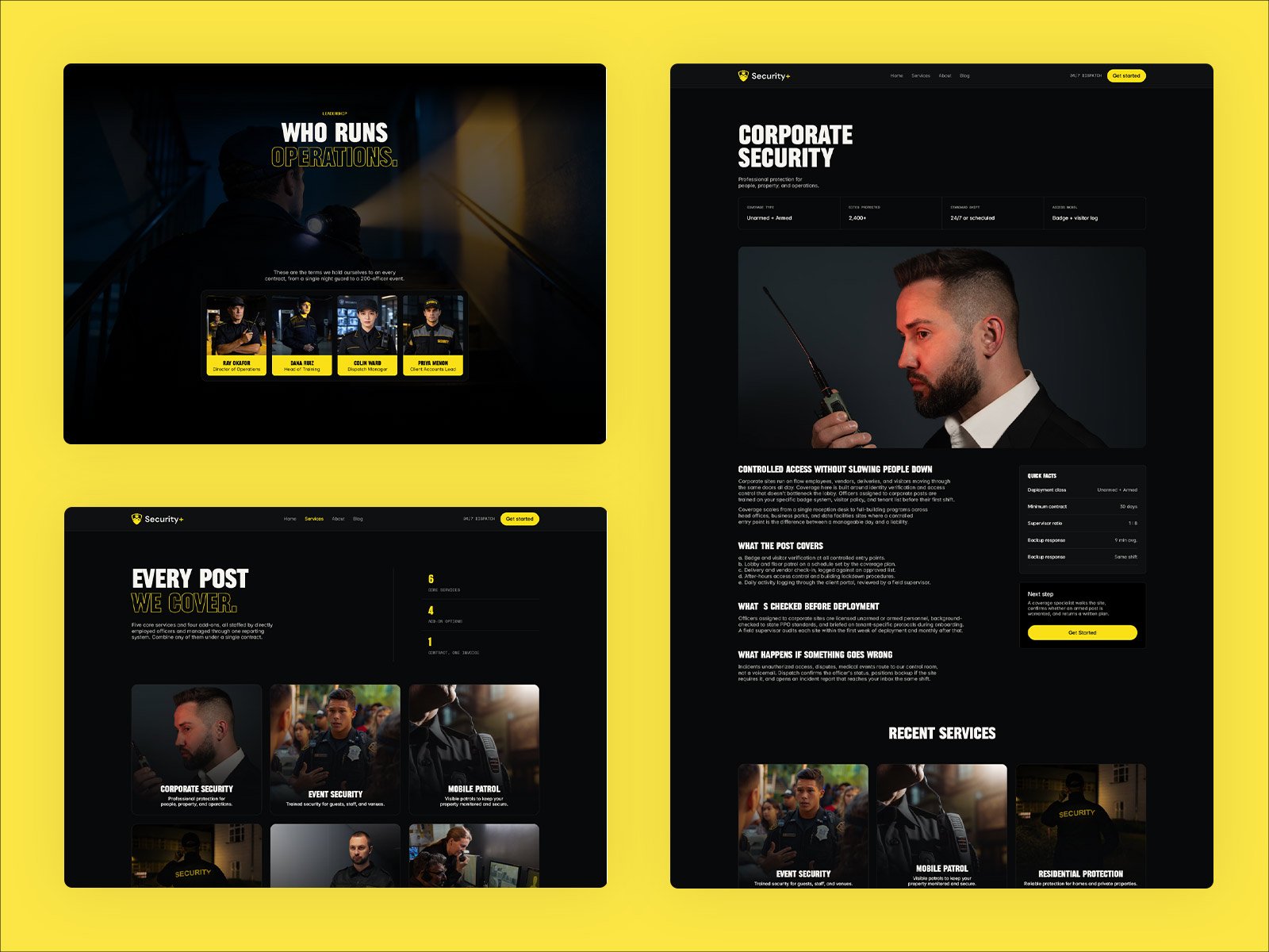 Guard Services Framer Template with Multi-Page Design