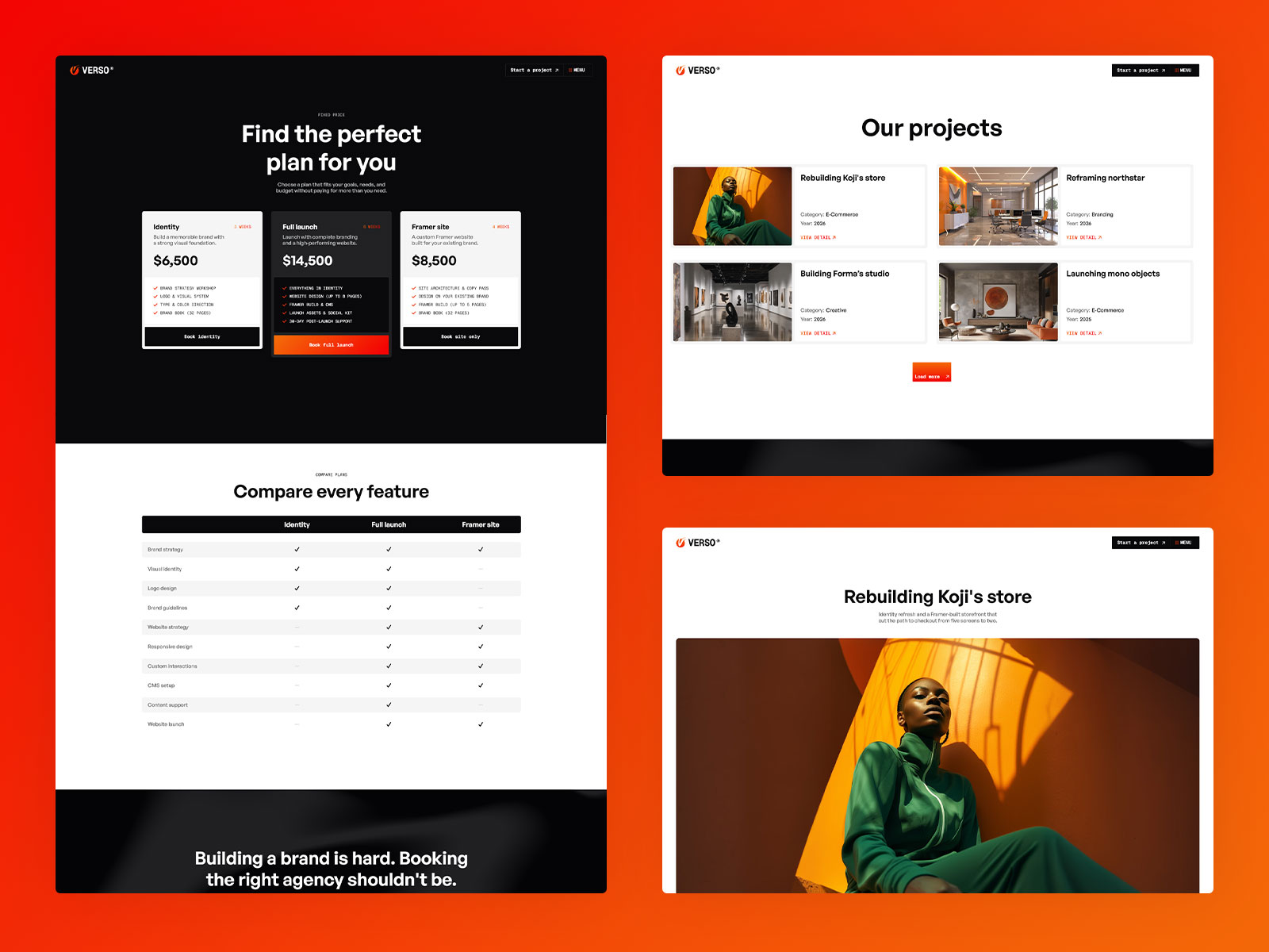Orange Framer Template for Branding Studios