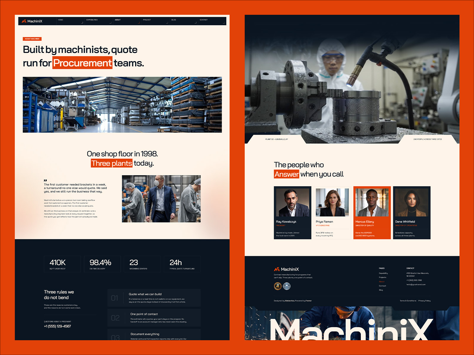 MachiniX equipment table and process spec layout for procurement teams