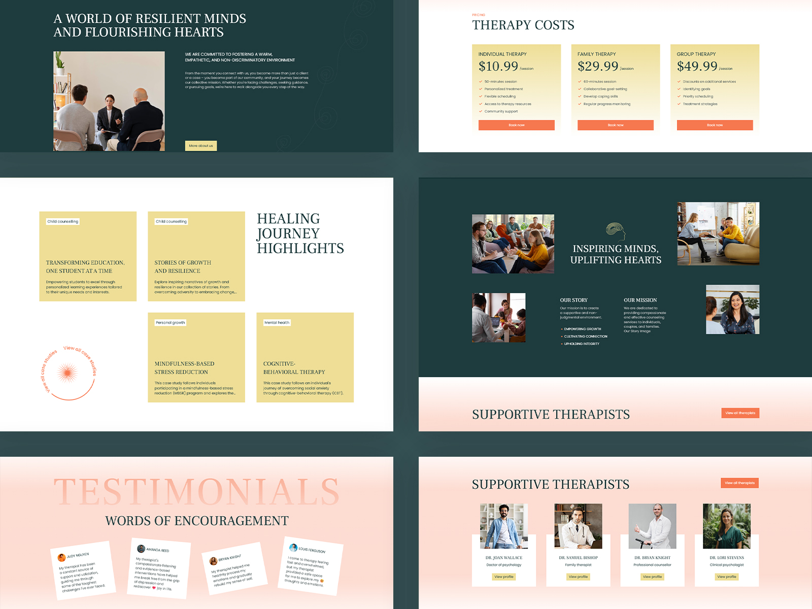 TherapyCare services section with each therapy service listed individually