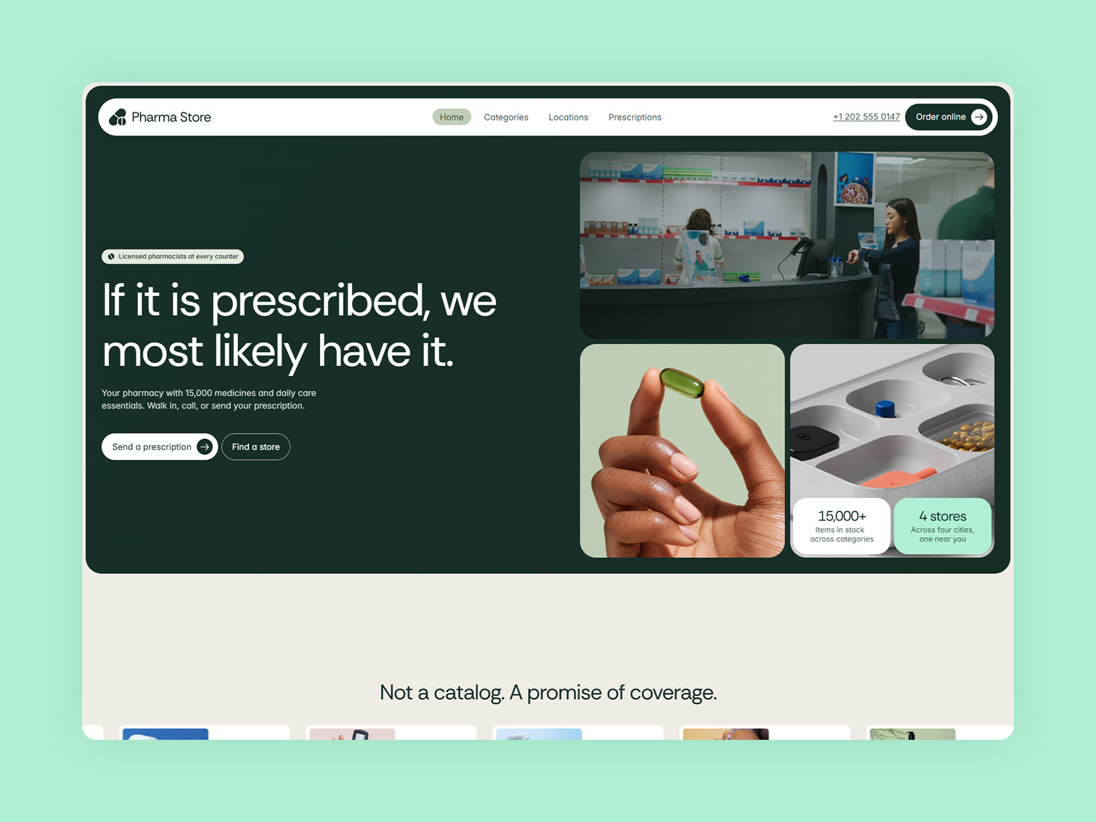 Pharma Store pharmacy website template homepage with product categories