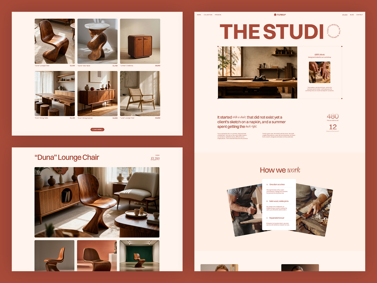 Furna bespoke page with open pricing for custom furniture