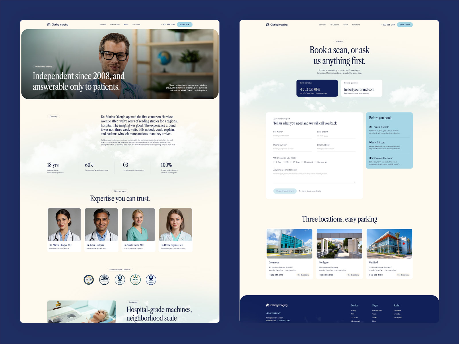 Clarity Imaging page for referring physicians with referral and turnaround details