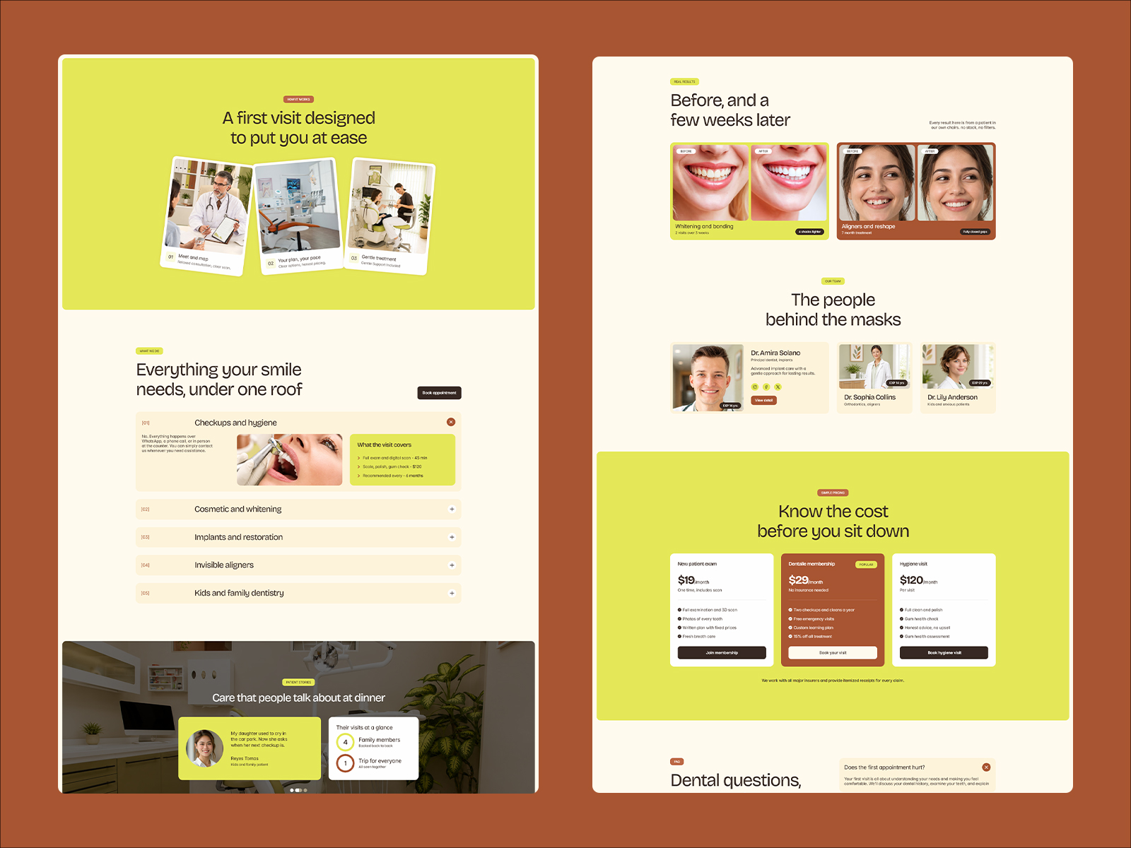 Dentalle treatments section for a dental practice