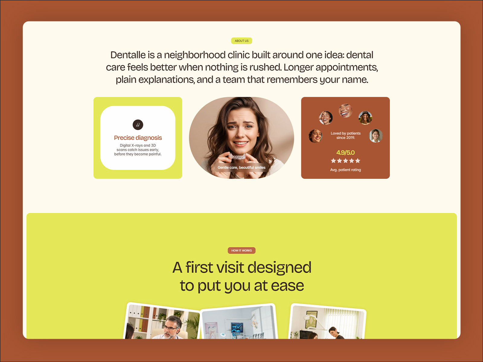 Dentalle dental team and clear treatment pricing section