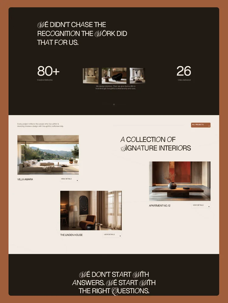 Interior design website template homepage