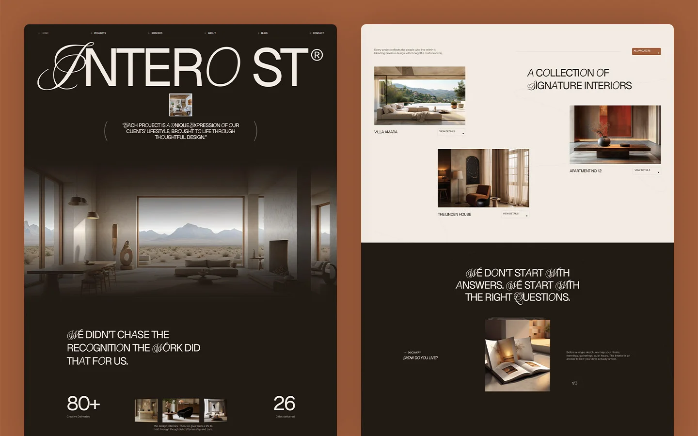 Interior design studio homepage built with no code