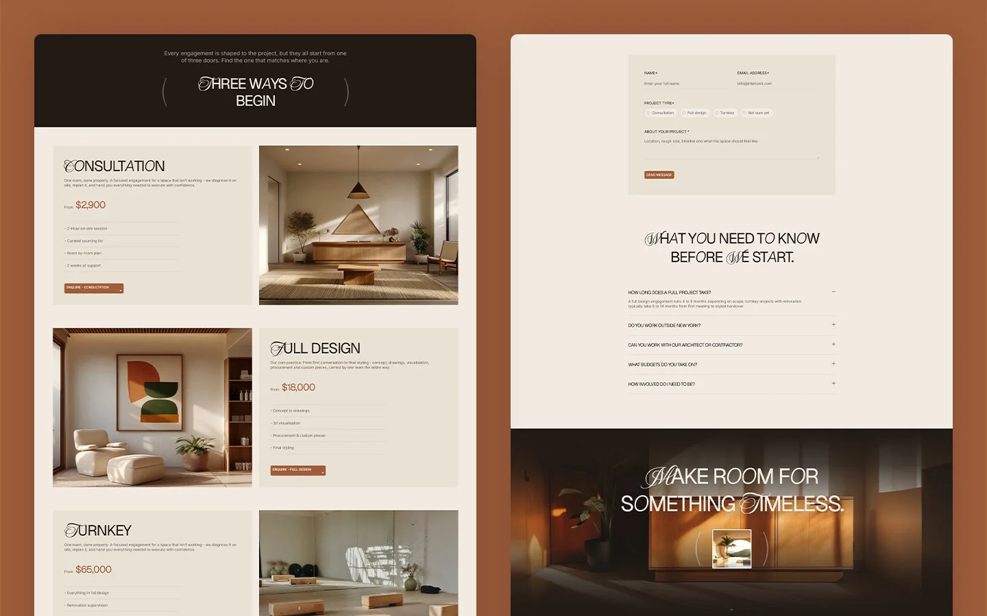 Easy interior designer portfolio website