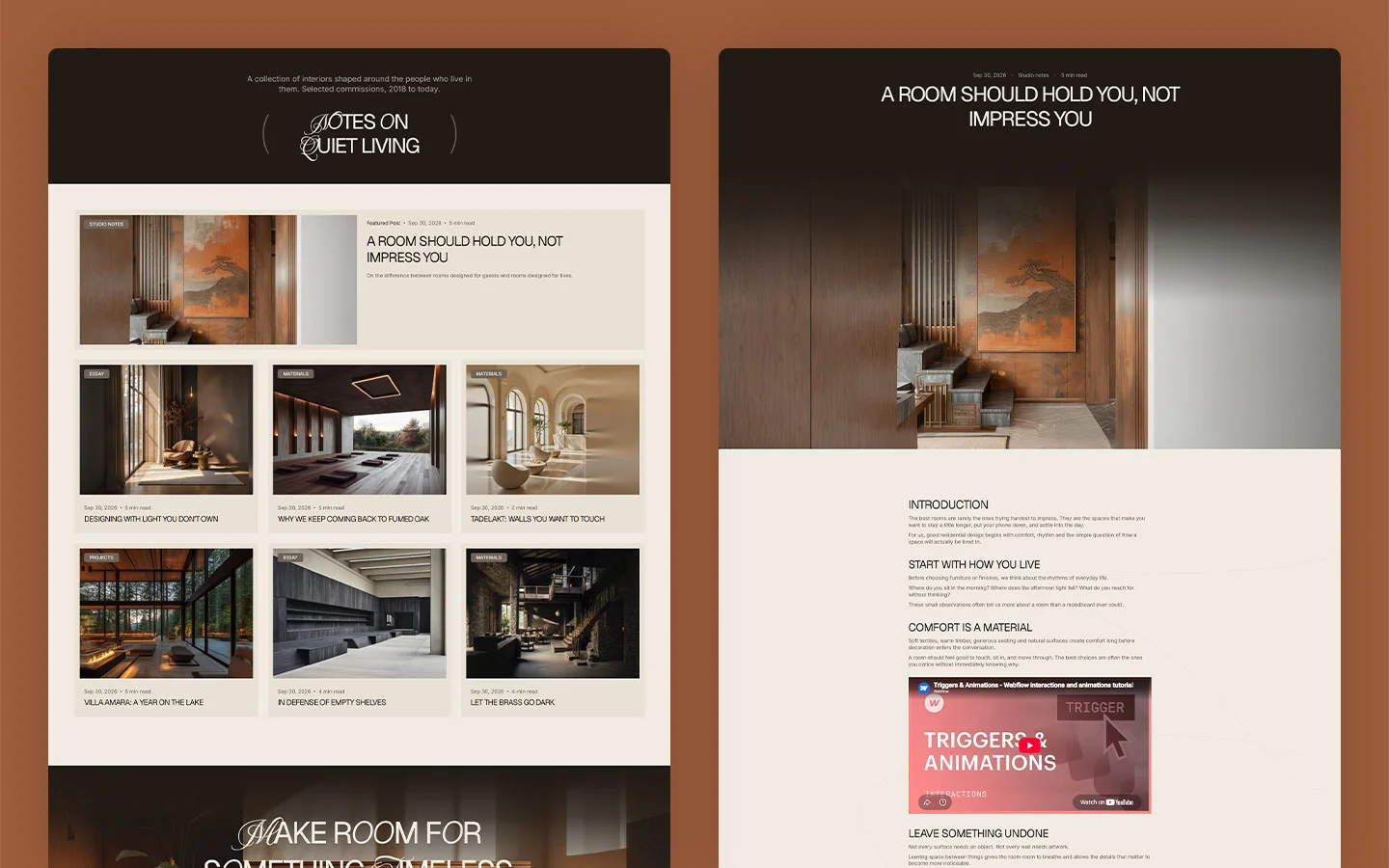 Interior design studio website template