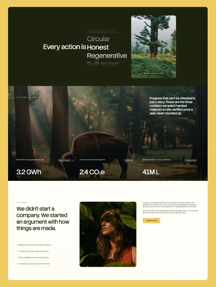 Sustainability website template homepage