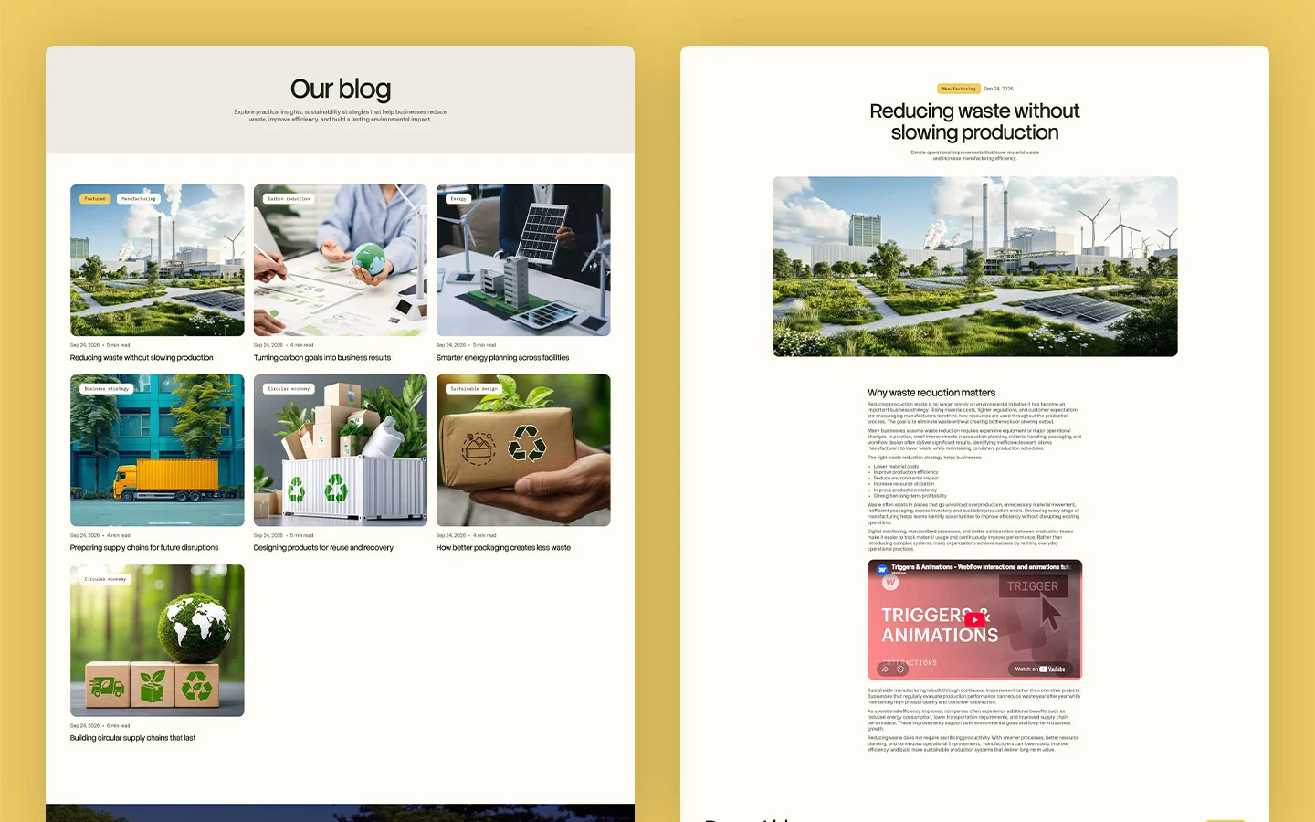 Climate startup website with impact reporting