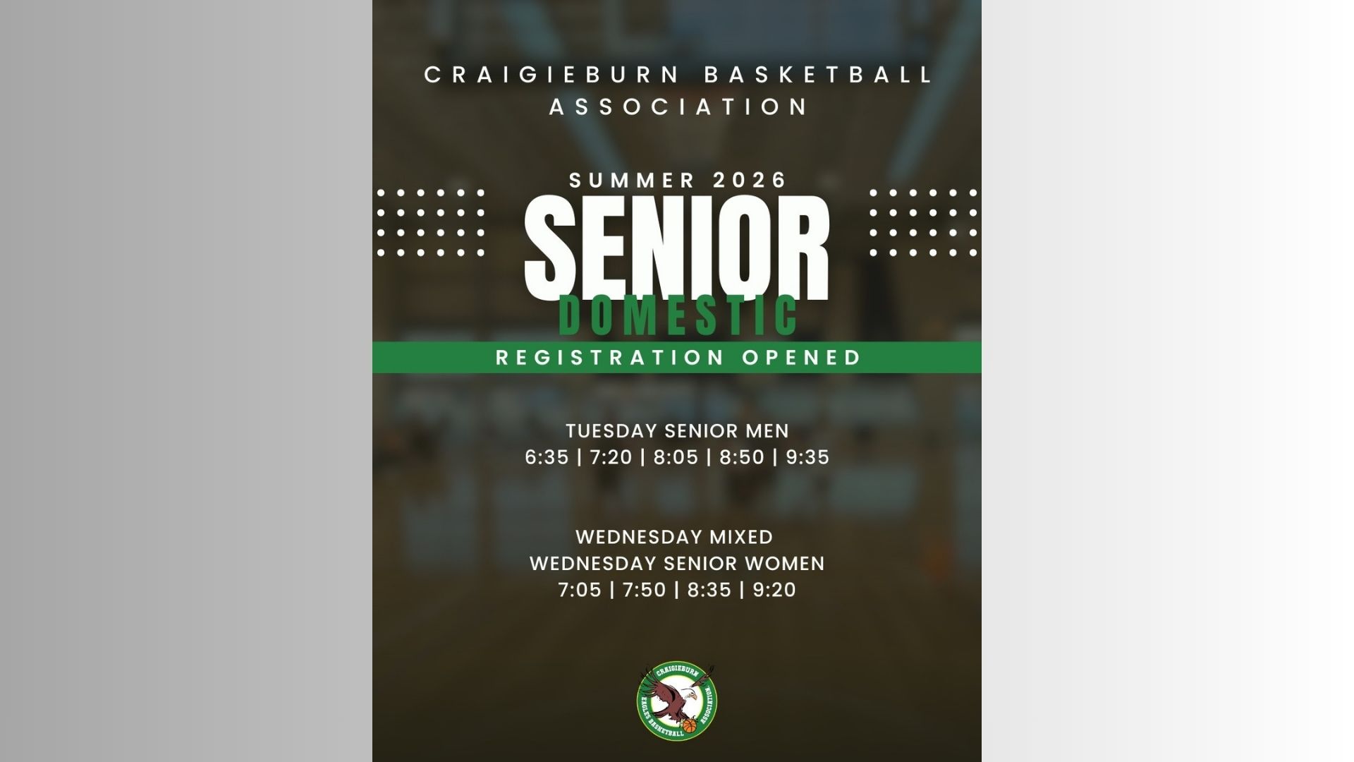 2026 Senior Domestic Summer Season Registrations