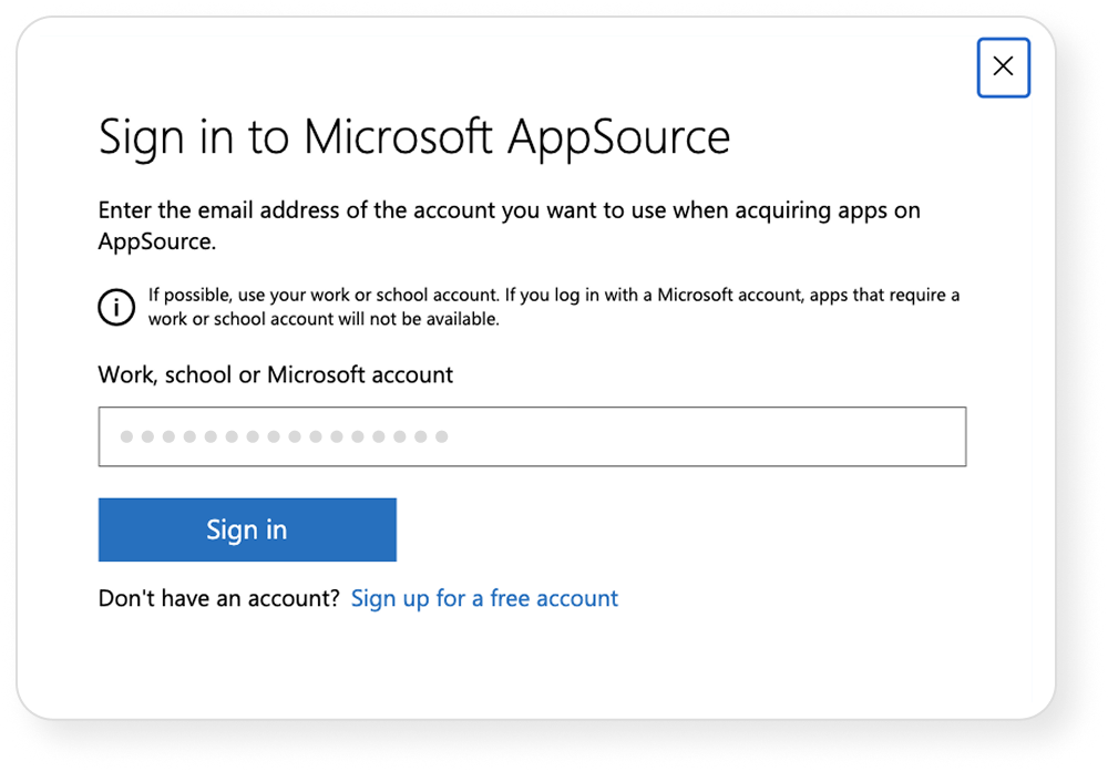Sign in screenshot