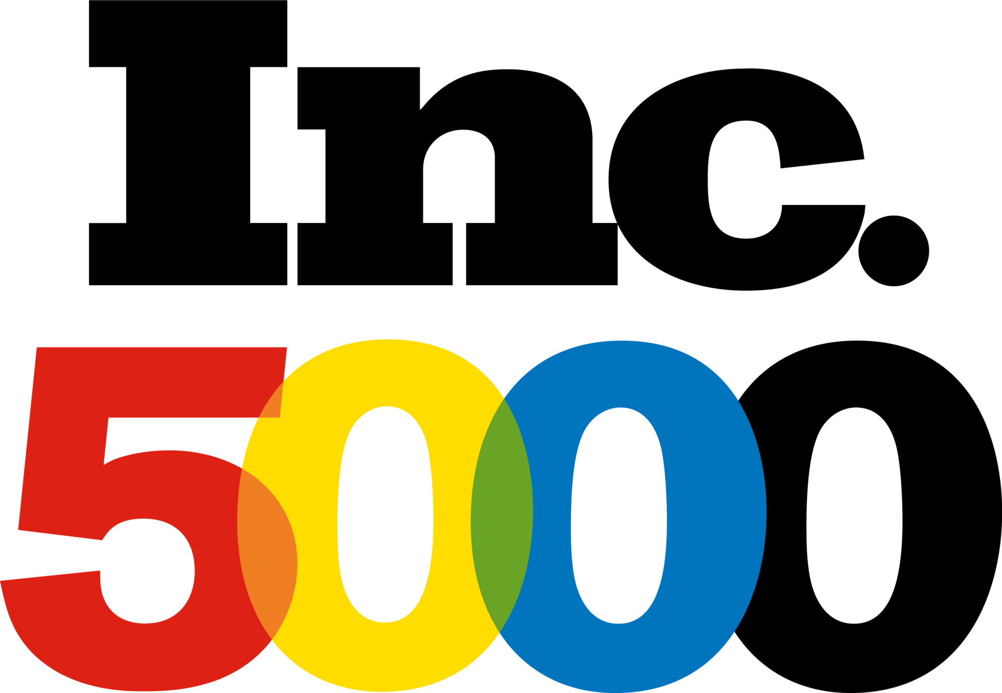 Inc. 5000 logo with 'Inc.' in black text above large overlapping numbers '5000' in red, yellow, blue, and black.