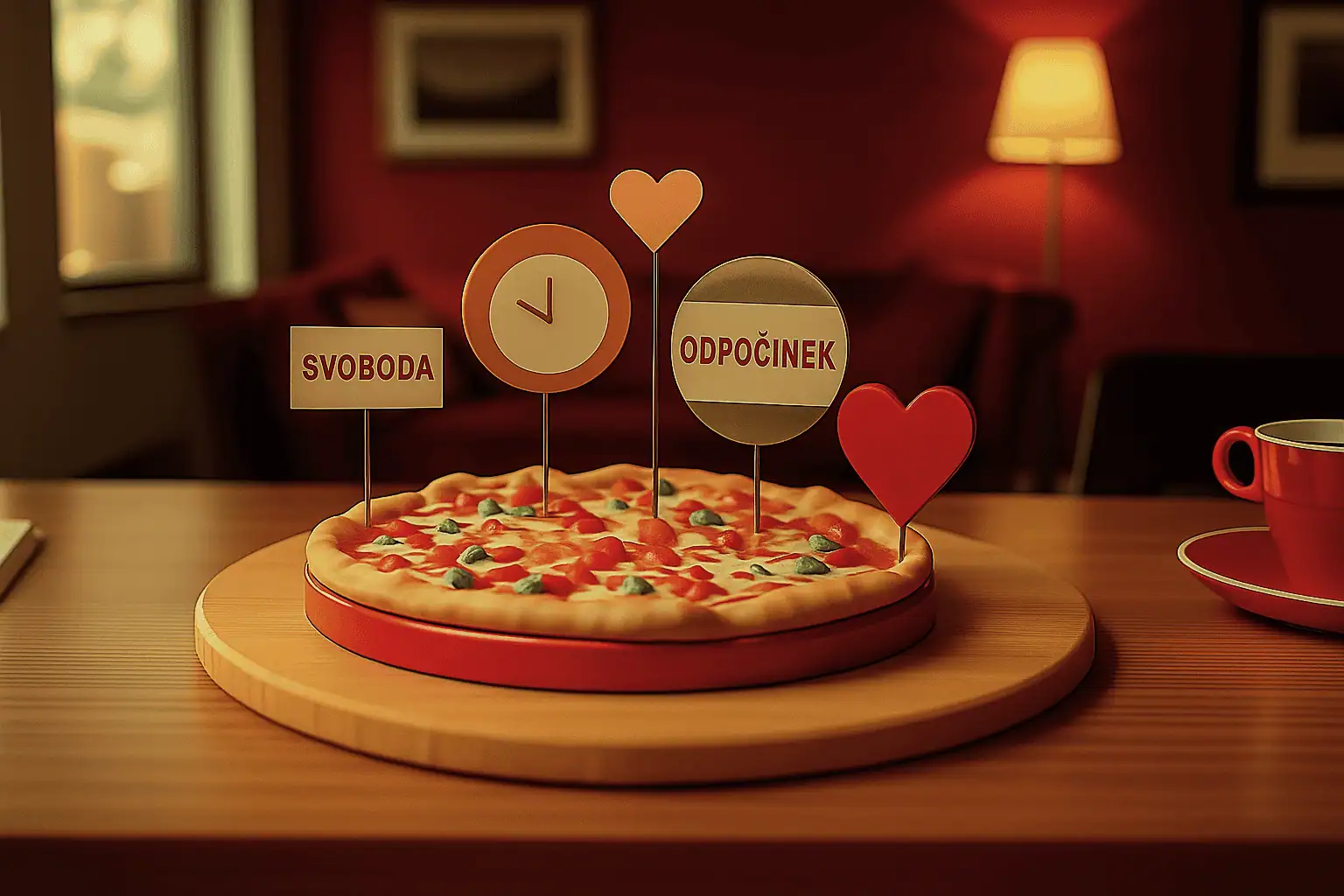 Pizza s nápisy - generováno AI
