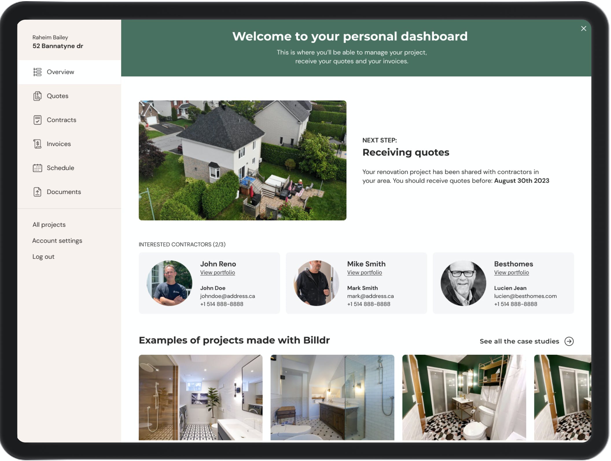 Dashboard homeowner
